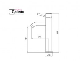 MEDIDAS MONOMANDO LAVABO ALTO  INOX GALINDO
